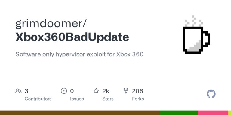 GitHub Repository Xbox360BadUpdate für einen softwarebasierten Xbox-360-Hypervisor-Exploit