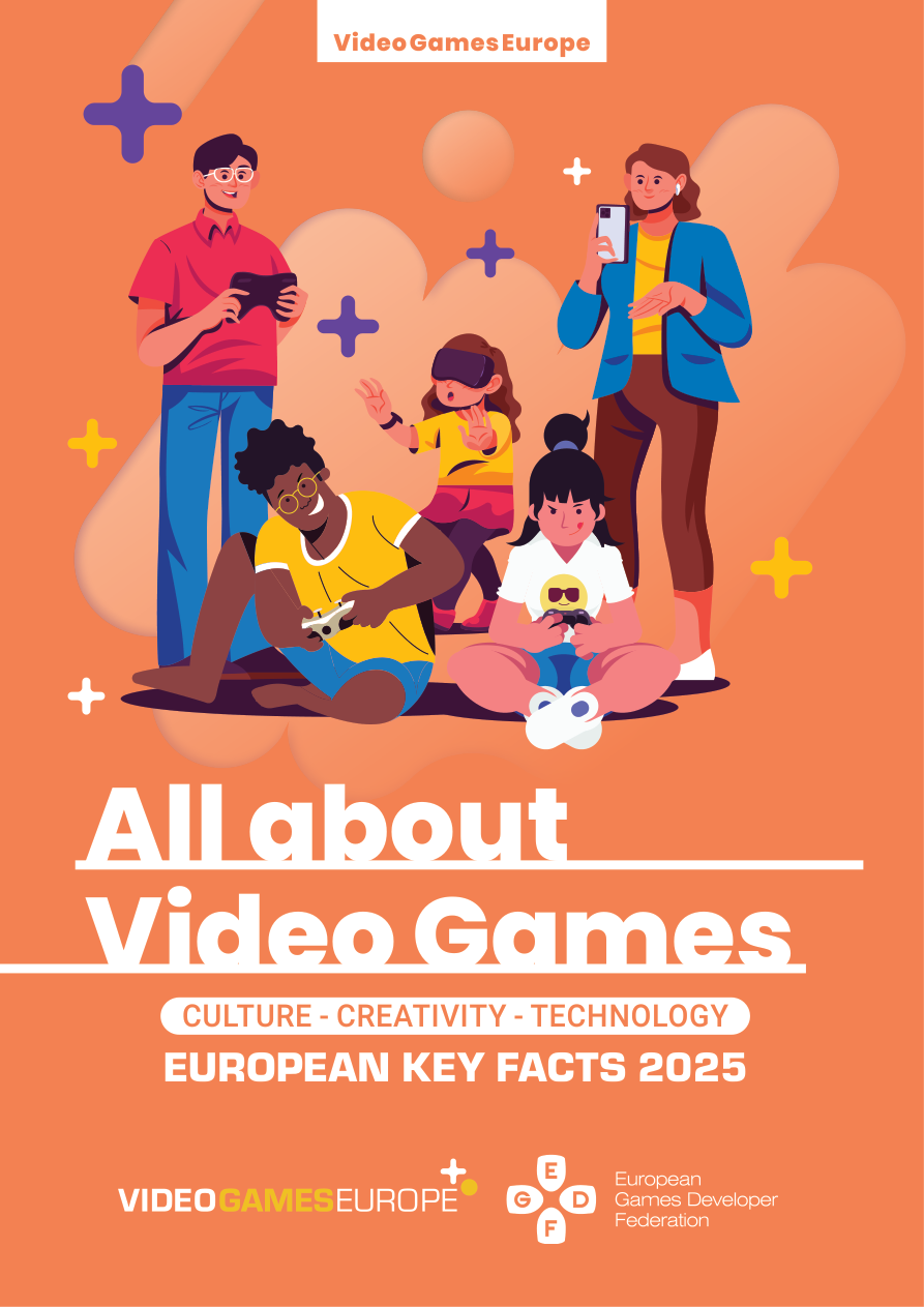 Titelbild des Video-Games-Europe-Berichts All About Games: European Key Facts 2025 - Bild: Video Games Europe