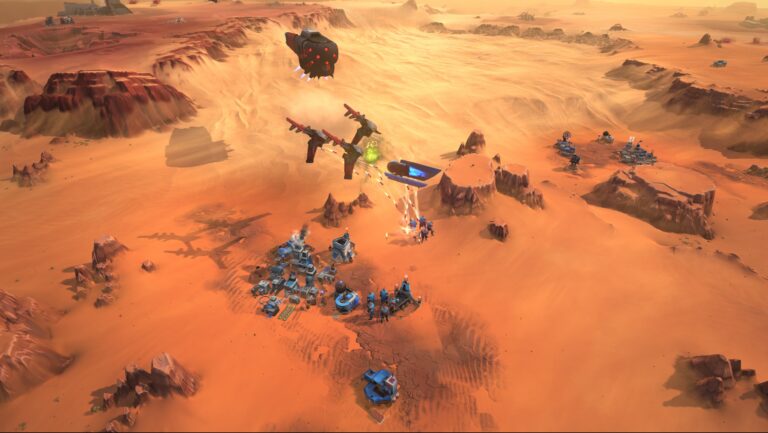 Dune: Spice Wars zeigt Luft- und Bodeneinheiten in der Wüste von Arrakis