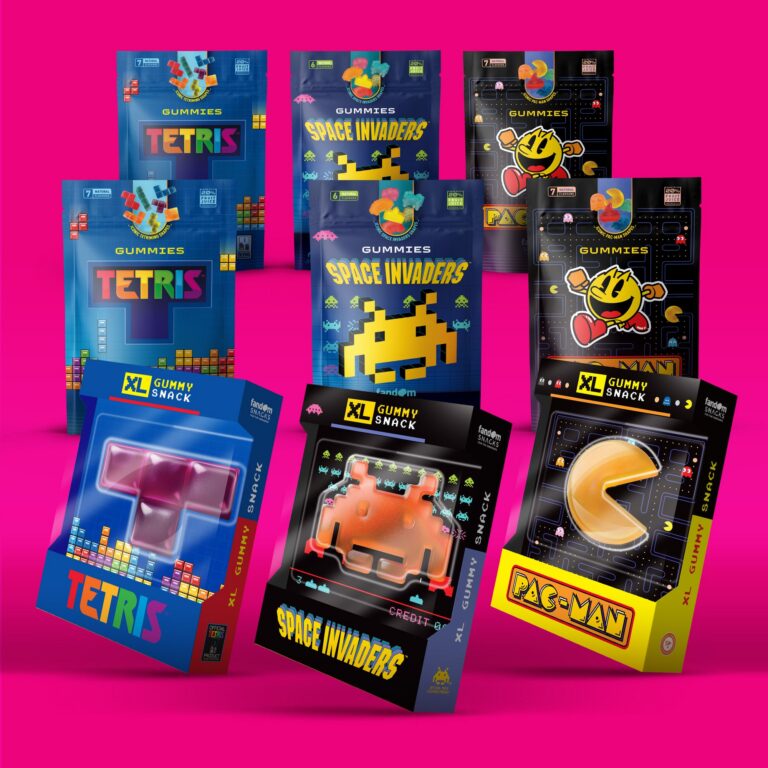Fandom Snacks mit lizenzierten Tetris-, Space-Invaders- und PAC-MAN-Fruchtgummis
