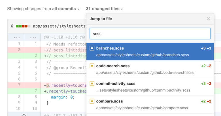 GitHub Code-Review mit Dateifiltern und Zeitlinie - Bild: GitHub