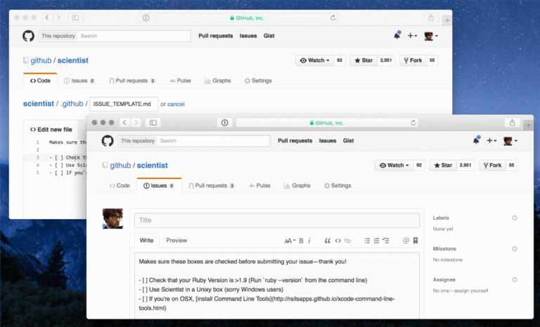 GitHub-Vorlagen für Issues und Pull Requests - Bild: GitHub