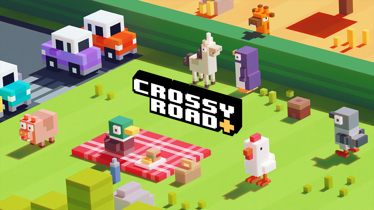 Crossy Road+ offizielles Key Art von Hipster Whale - Bild: Hipster Whale / Crossy Road Press Kit