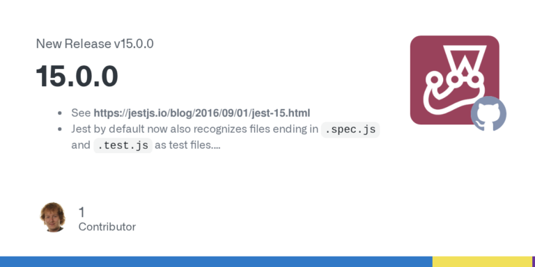 Jest 15 auf GitHub - Bild: GitHub