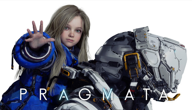 PRAGMATA Key Art mit den Hauptfiguren Hugh und Diana vor mondartiger Kulisse