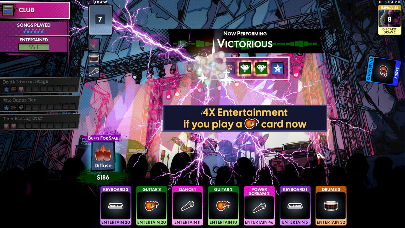 Shady O'Grady's Overnight Sensation: Screenshot aus dem Roguelike-Deckbuilder von Gilligames