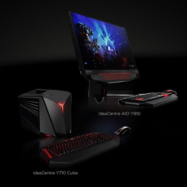 IdeaCentre Y710 Cube und IdeaCentre AIO Y910 auf einem Lenovo-Pressebild - Bild: Lenovo