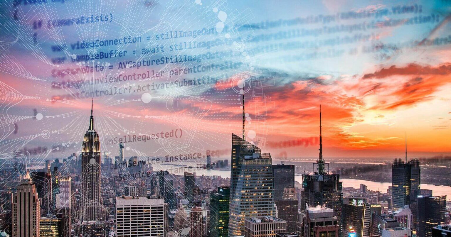 Connect();-2016-Motiv mit New Yorker Skyline und Programmcode - Bild: Microsoft Open Source