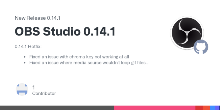 OBS Studio 0.14.1 mit den Release-Details des offiziellen GitHub-Projekts - Bild: OBS Project