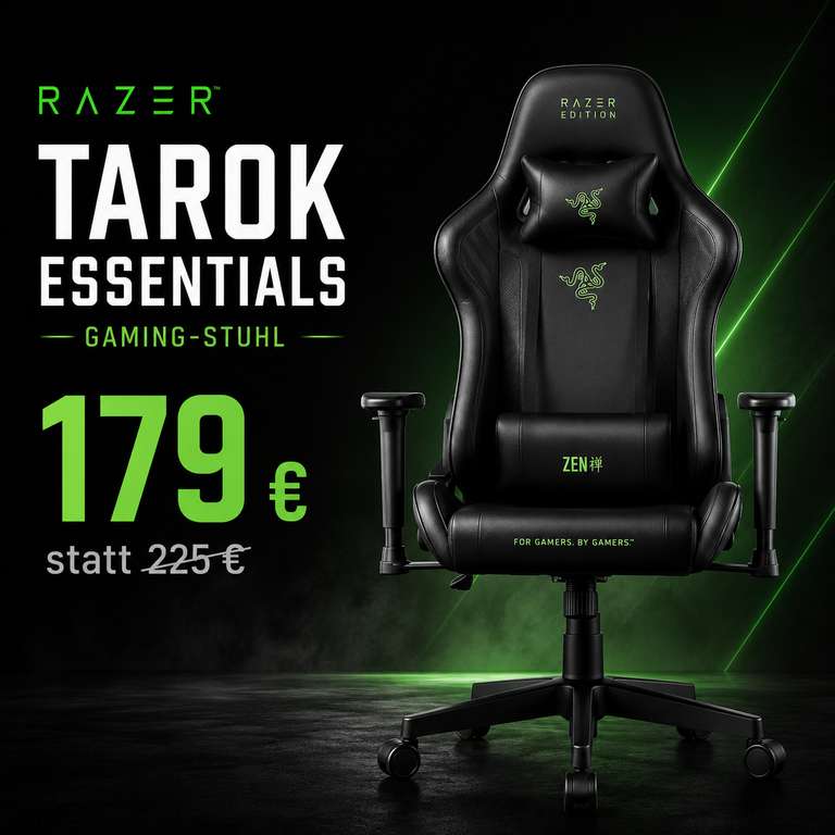 Razer Tarok Essentials Gaming-Stuhl für 179 Euro bei MediaMarkt