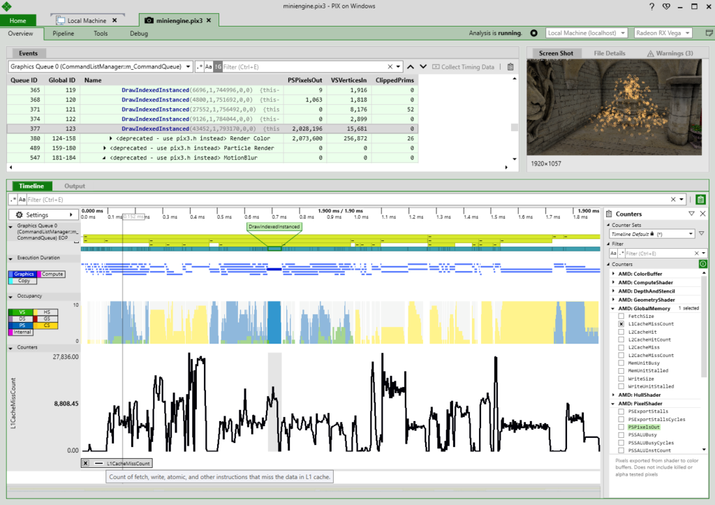 PIX 1903.12: High Frequency Counters auf einer AMD-GPU