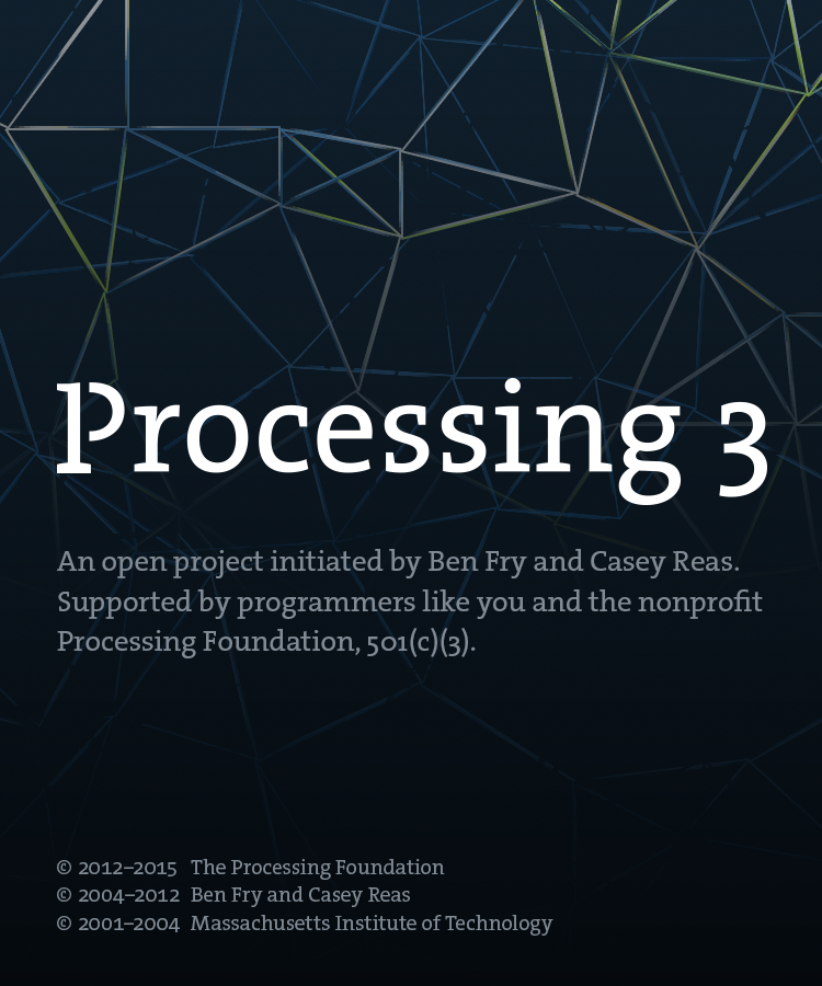 Processing 3 Logo und Hintergrundgrafik - Bild: Processing Foundation