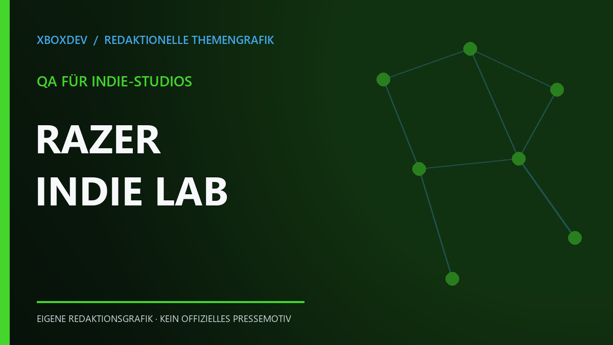 Themengrafik mit dem Schriftzug Razer Indie Lab und QA für Indie-Studios