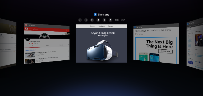 Samsung Internet für Gear VR auf einem virtuellen Bildschirm - Bild: Samsung
