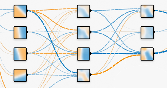 TensorFlow Playground mit neuronaler Netzvisualisierung - Bild: Google/TensorFlow