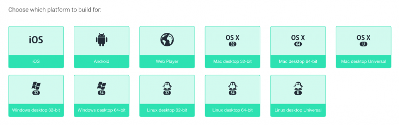 Unterstützte Desktop-Plattformen in Unity Cloud Build - Bild: Unity Technologies