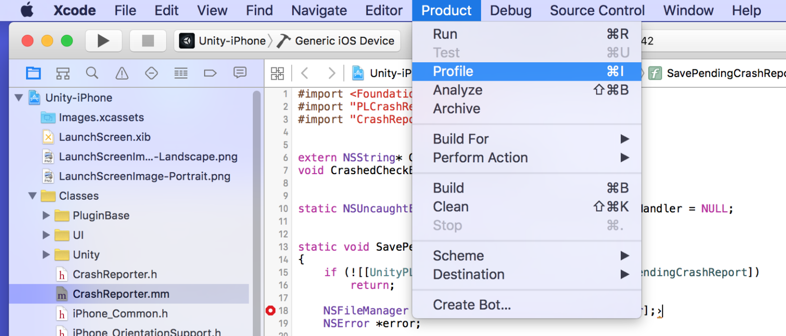 Unity-Profiling mit Instruments auf einem iOS-Gerät