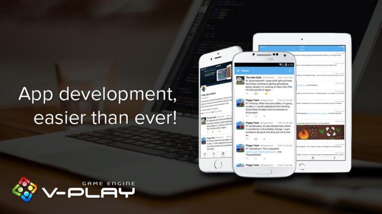 V-Play-2.6-Releasegrafik mit Smartphone- und Desktop-Ansichten