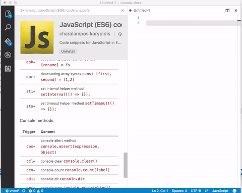 Tab Completion in Visual Studio Code 1.4