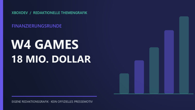 Themengrafik mit dem Schriftzug W4 Games und 18 Millionen Dollar