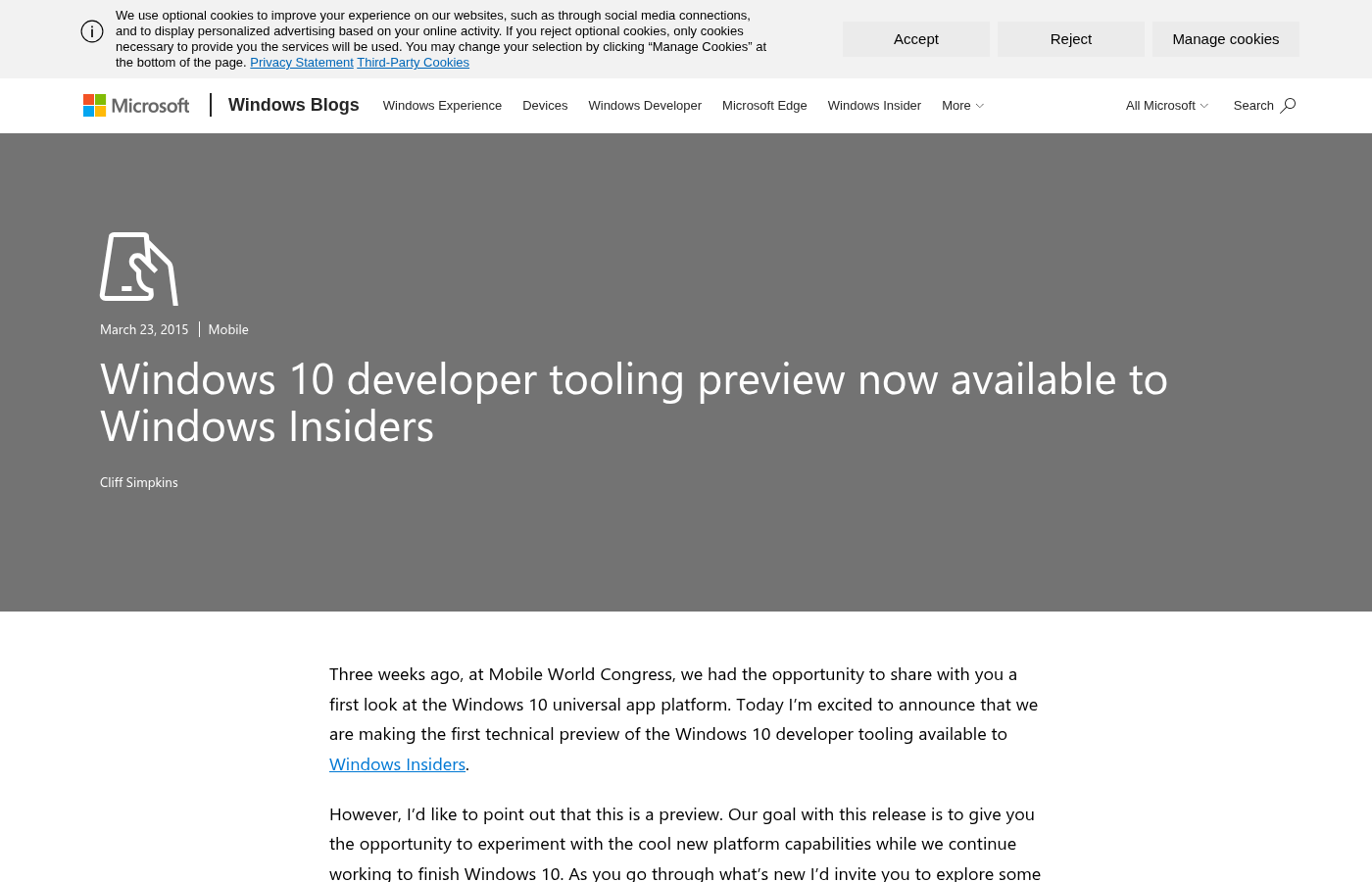 Windows 10 Entwicklerwerkzeuge für Universal Apps - Bild: Microsoft Windows Developer Blog