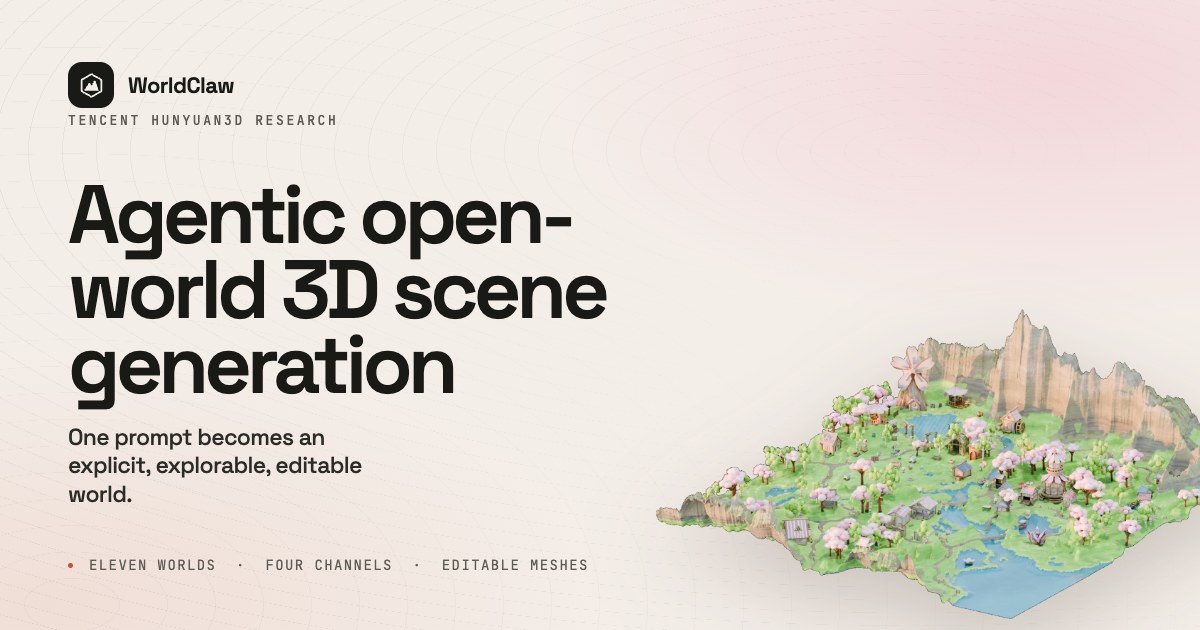 Von Tencent Hunyuan erzeugte 3D-Open-World-Szene in WorldClaw
