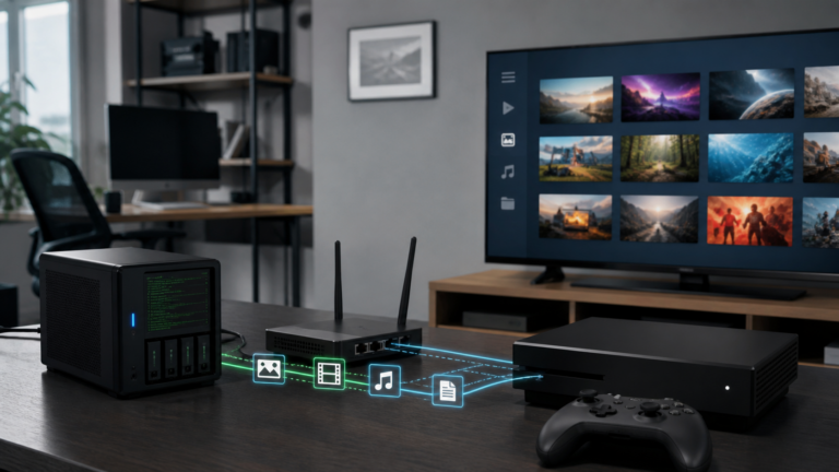 DLNA-Medienstreaming zwischen Linux-Server und Xbox One - Bild: XboxDev, KI-generiert