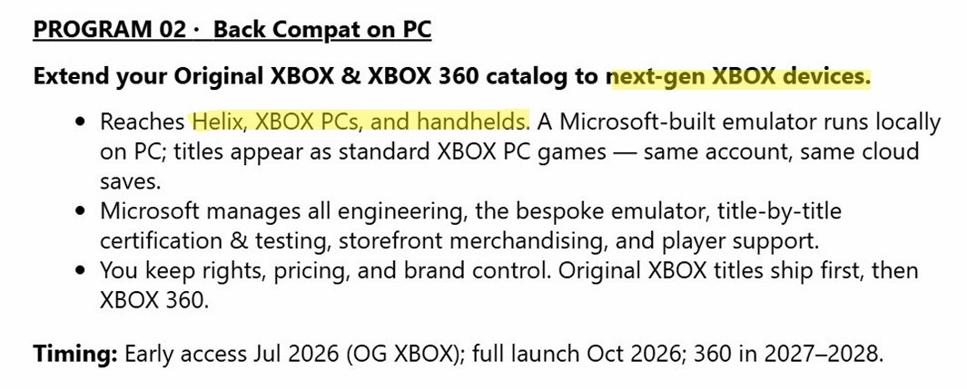 Schematische Übersicht der angeblichen Xbox-Geräteklassen Helix, Xbox PCs und Handhelds