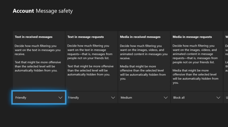 Xbox Live Nachrichtenfilter auf einer Xbox-Konsole - Bild: Xbox Wire