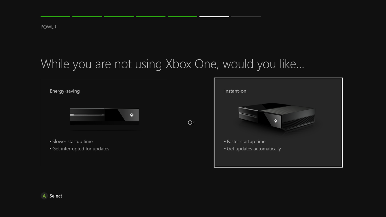 Xbox One Power and startup energy settings