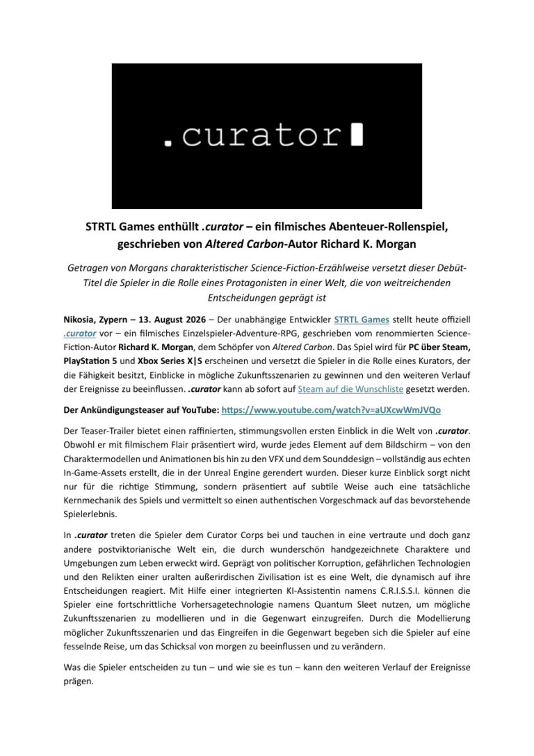 .curator-Pressemitteilung von STRTL Games - Bild: STRTL Games
