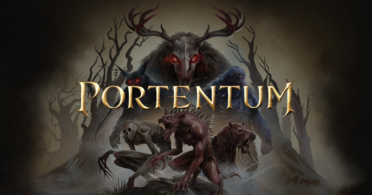 Portentum Key Art mit Kryptiden - Bild: Snowfall Games