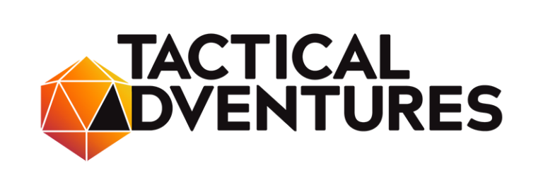 Logo von Tactical Adventures mit farbigem Würfelsymbol.