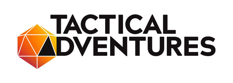 Logo von Tactical Adventures mit farbigem Würfelsymbol.