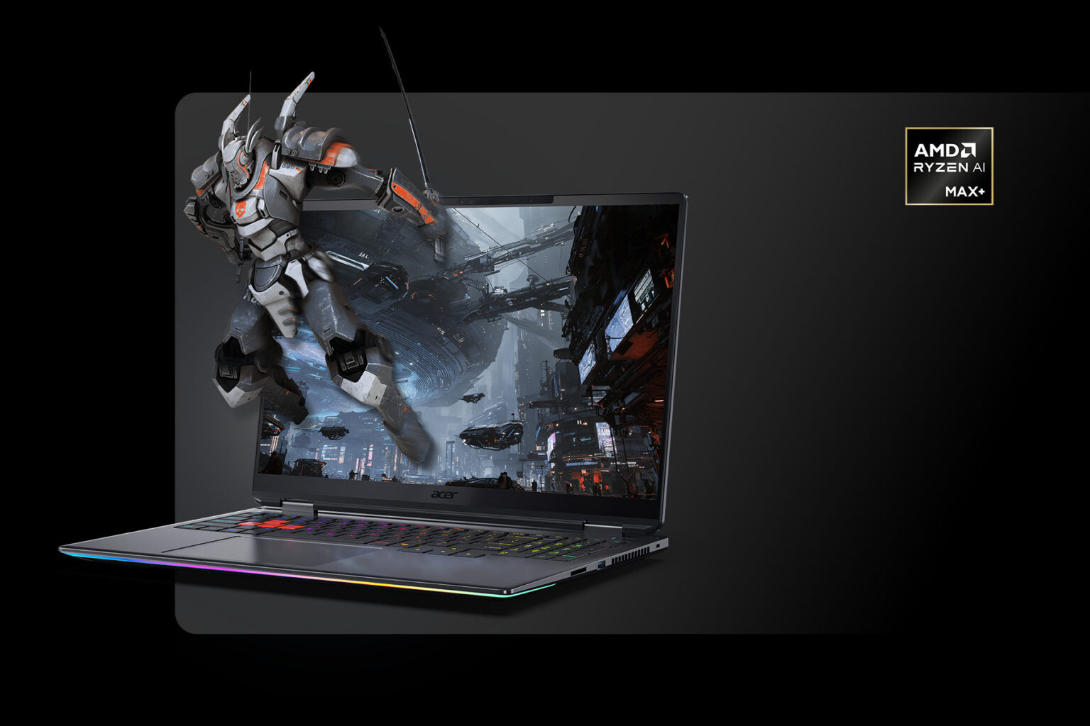 Acer Aspire G 3D 16 mit räumlich dargestellter Spielfigur vor dem Display