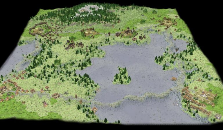 Caledonian Meadows aus 0 A.D. Alpha 21 mit höhenabhängiger Ressourcenverteilung - Bild: Wildfire Games, CC BY-SA