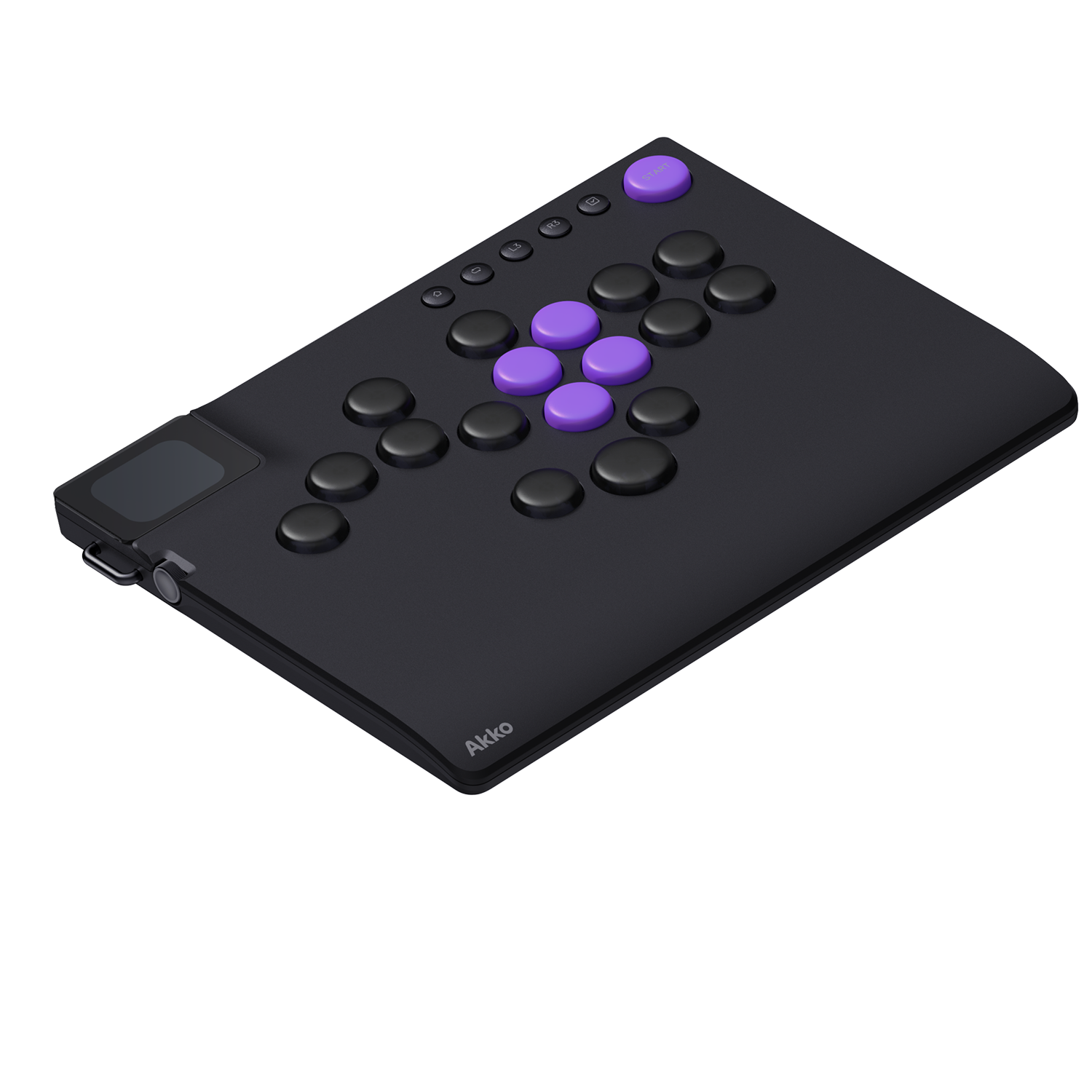 Schwarzer Akko FUNBOX Arcade-Controller mit violetten Tasten