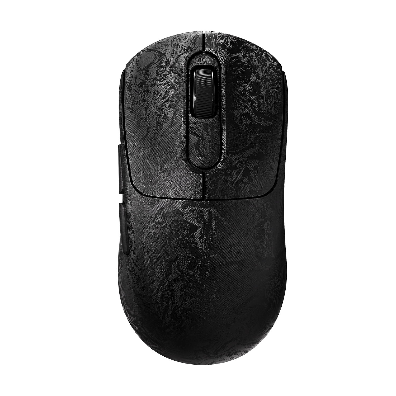 Schwarze Akko Go Carbon Fiber Gaming Mouse von oben