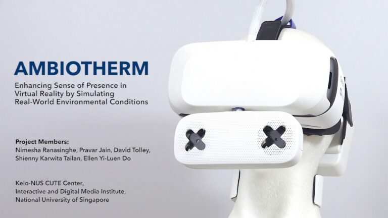 VR-Brille mit dem Ambiotherm-Aufstecksystem für Wind und Temperatur