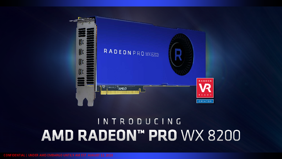 AMD Radeon Pro WX 8200 auf dem offiziellen Pressedeck - Bild: AMD