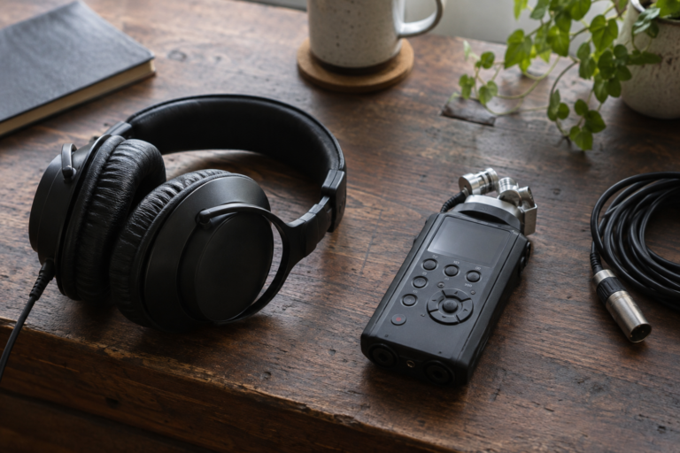 KI-generiertes Symbolbild zur Audio-Produktion mit Kopfhörer und mobilem Recorder, keine Sonniss-Produkte - Bild: XboxDev