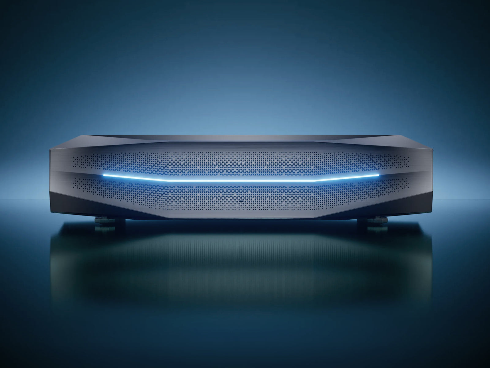 Frontansicht des grauen Ultra-Kurzdistanzprojektors AWOL LuxVision
