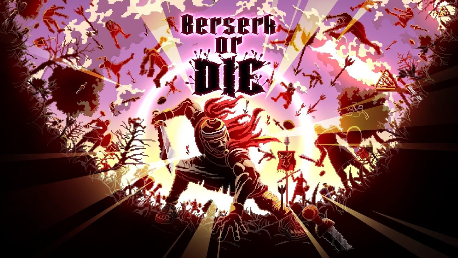 Berserk-or-Die-Keyart mit einem Ritter und angreifenden Gegnern