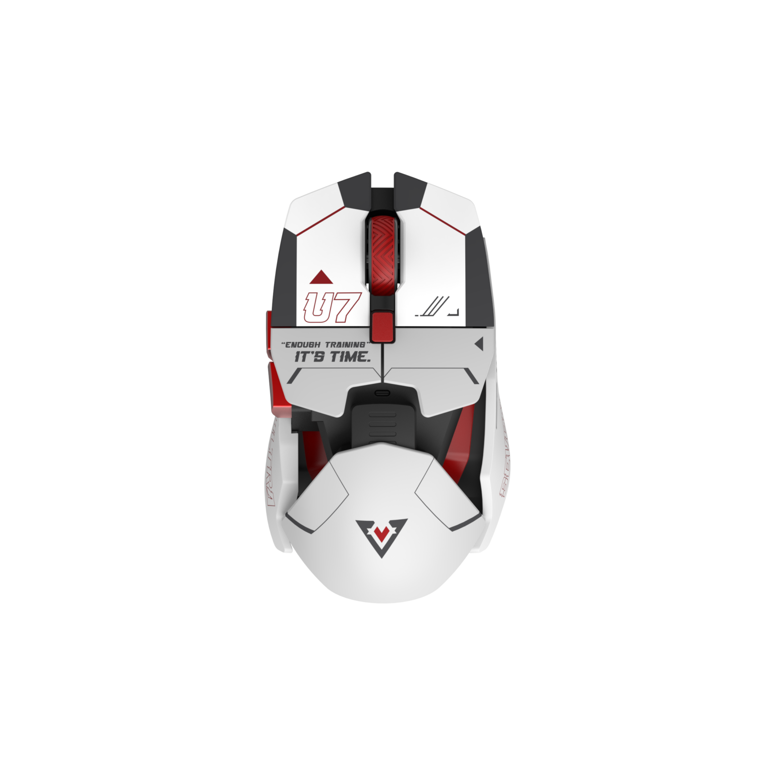Weiße und rote DAREU Ultra 07 Gaming-Maus von oben