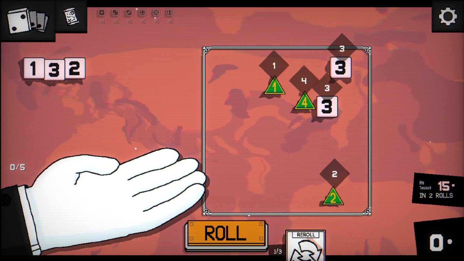 Verschiedene Würfelformen auf dem Spieltisch von Dice A Million
