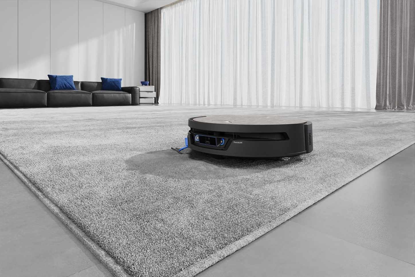 DEEBOT X12S OmniCyclone auf einem Teppich, offizielles Produktmotiv - Bild: ECOVACS