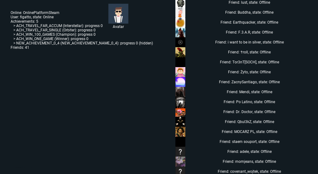 Online Platform Sample der Flax Engine mit Spielerprofil, Erfolgen und Freundesliste über Steam - Bild: Flax Engine