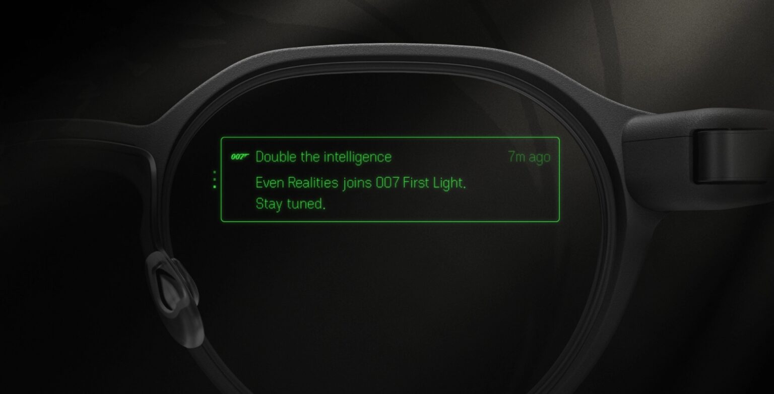 Even G2 Smart Glasses mit Hinweis auf 007 First Light im Display