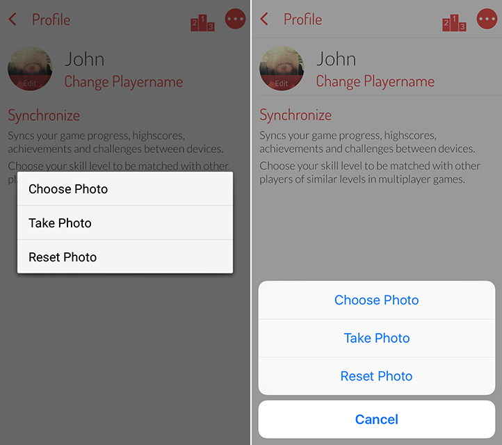 Fotoauswahl im Spielerprofil des V-Play Game Network - Bild: V-Play