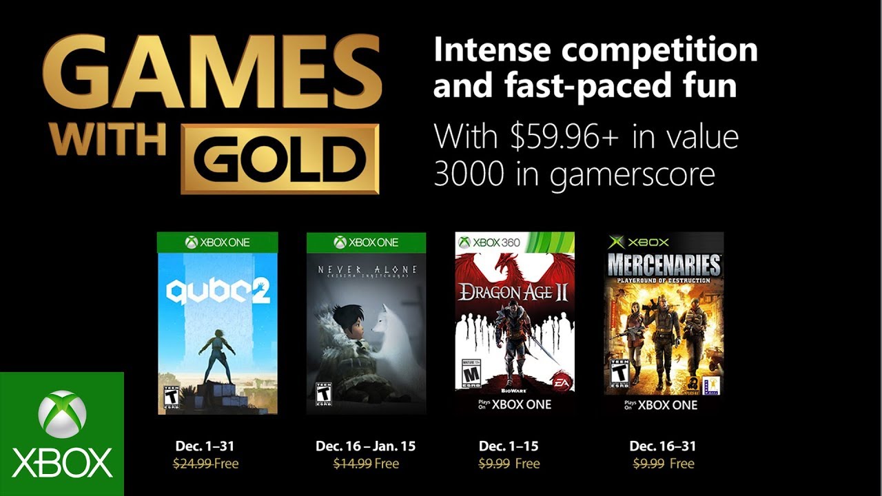 Games with Gold Auswahl für Xbox One und Xbox 360 im Dezember 2018 - Bild: Xbox Wire